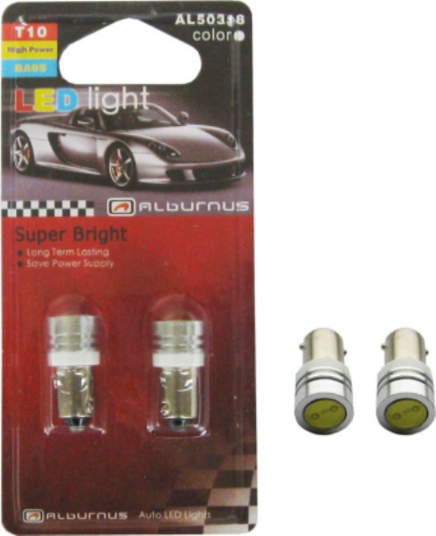 Lemputė automobiliui 12V T10 BA9S High Power balta 2 vnt Alburnus