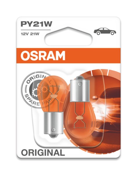 Lemputė automobiliui PY21W 12V BAU15S geltona Osram 2 vnt