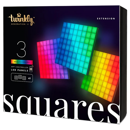 Twinkly|Squares Smart LED Panels Expansion pack (3 panels)|RGB – 16M+ colors|TWQ064STW-03-BAD