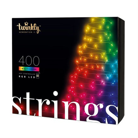 Twinkly|Strings Smart LED Lights 400 RGB (Multicolor), 32m, Black wire|RGB – 16M+ colors|TWS400STP-BEU