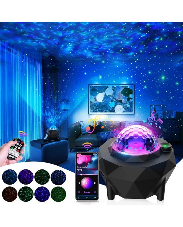 Disko kamuolys USB galaktikos žvaigždė naktis šviesa Miegamojo DJ šviesa 3 IN 1 RGB LED muzikos žvaigždėtas dangus