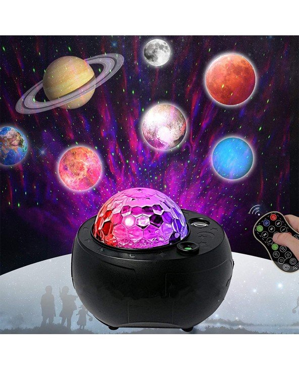 Planetos žvaigždėtas dangus Vandens modelis Projekcijos lempa LED nuotolinio valdymo galaktikos mėnulis "Bluetooth"