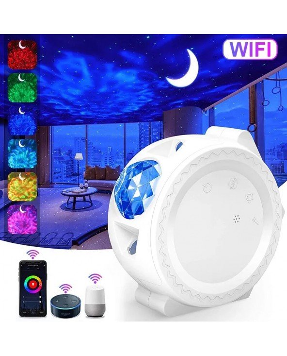 Išmanusis žvaigždėto dangaus projektorius "Galaxy Projector 3 in 1" naktinė šviesa "Ocean Voice Music Control" LED lempa
