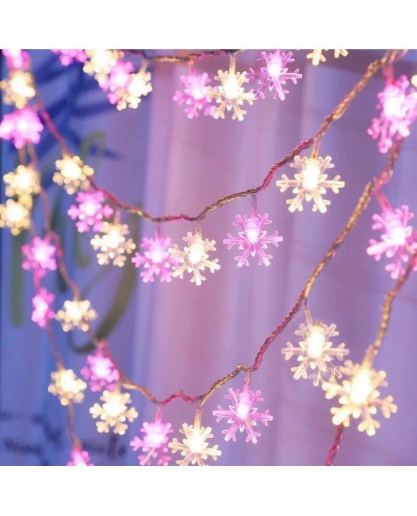 Kalėdų dekoracijos Sniego dribsnių kamuolys Vyšnių mėnulio string lights Festoon vadovaujama šviesa gatvės Naujųjų metų apšvieti