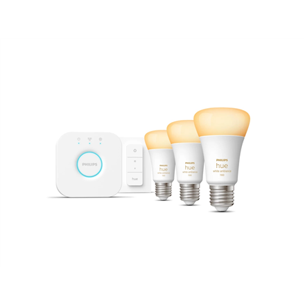 WA Starter Kit 11W A60 E27 3pcs, Bridge, Switch | E27 | 11 W | Warm to cool white 2200-6500K + 16 million colors | Bluetooth and Zigbee|8719514291232