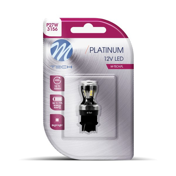 LED lemputė P27W 14x2835SMD CANBUS 12-24V Balta spalva