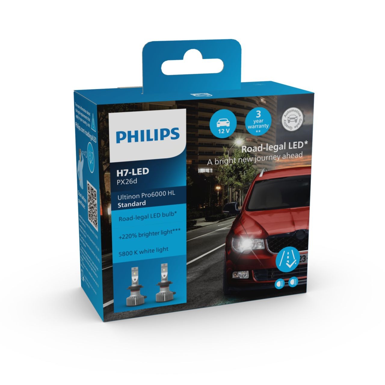 LED lemputės H7 Ultinon Pro6000 HL Philips Standart | Legalios keliuose  | 11972U60sx2