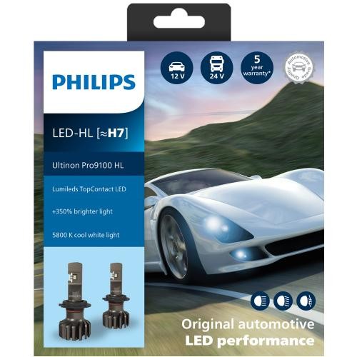 LED lemputės H7 12/24V Philips Ultinon Pro9100 HL +350%