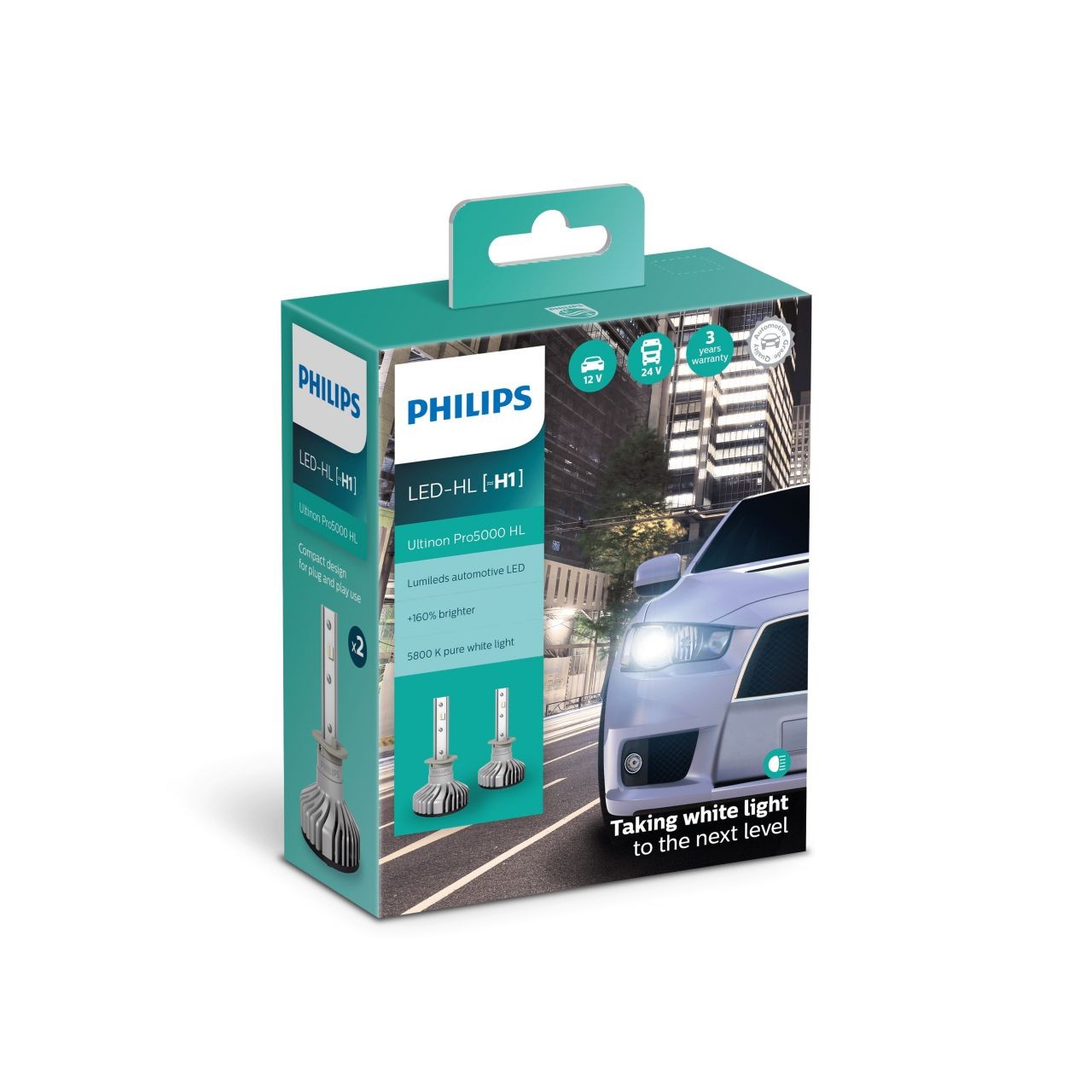LED lemputės H1 12/24V 15W Ultinon Pro5000 HL Philips
