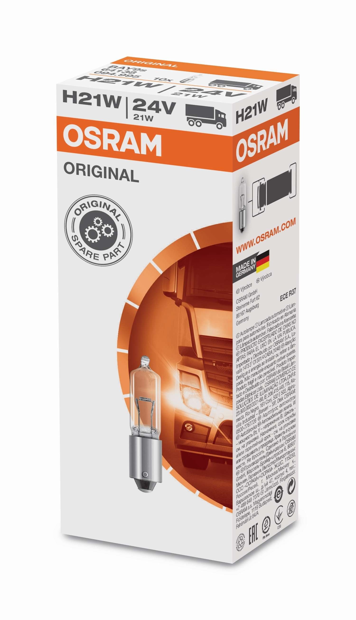 Halogeninė lemputė H21W OSRAM 24V 21W