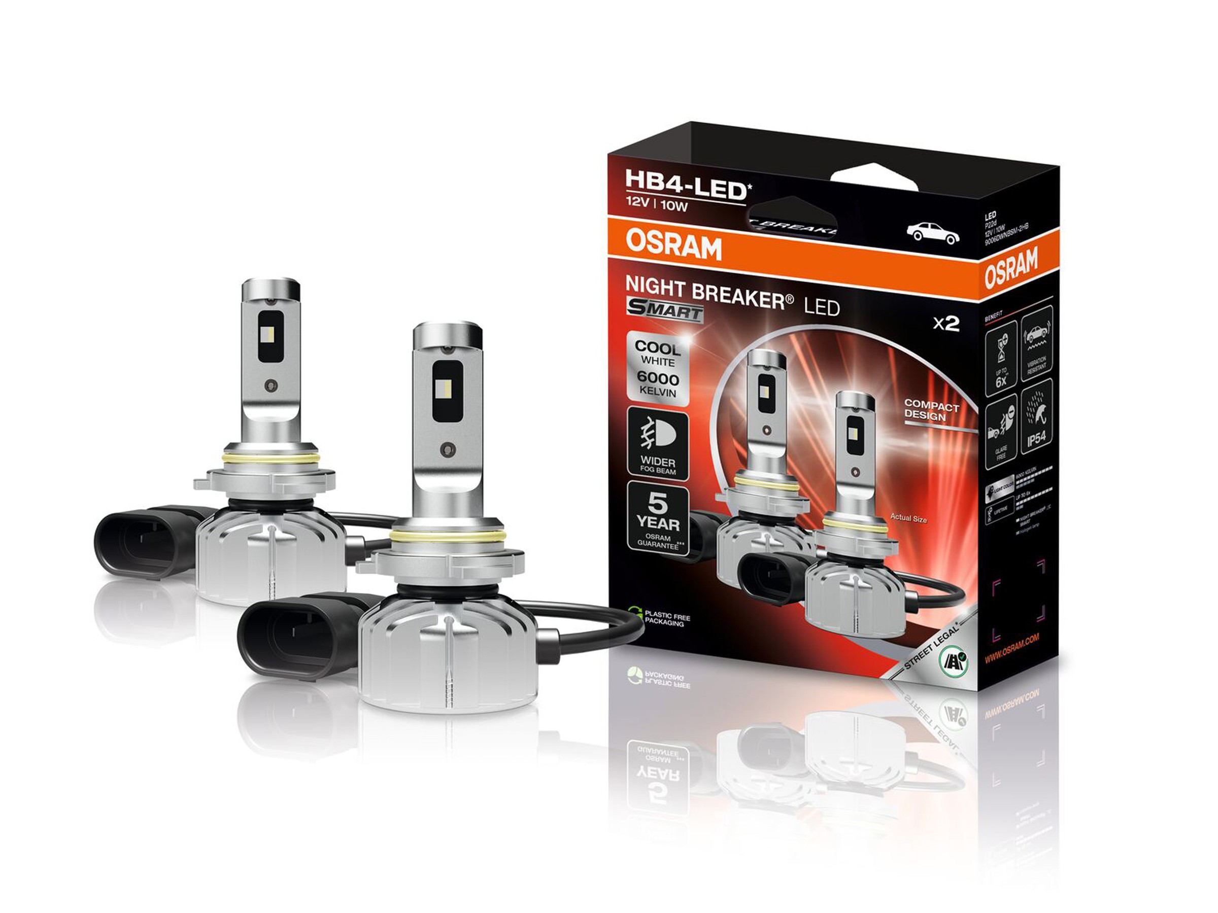 LED OSRAM HB4 lemputės Smart Night breaker | 9006DWNBSM-2HB | Legalios keliuose