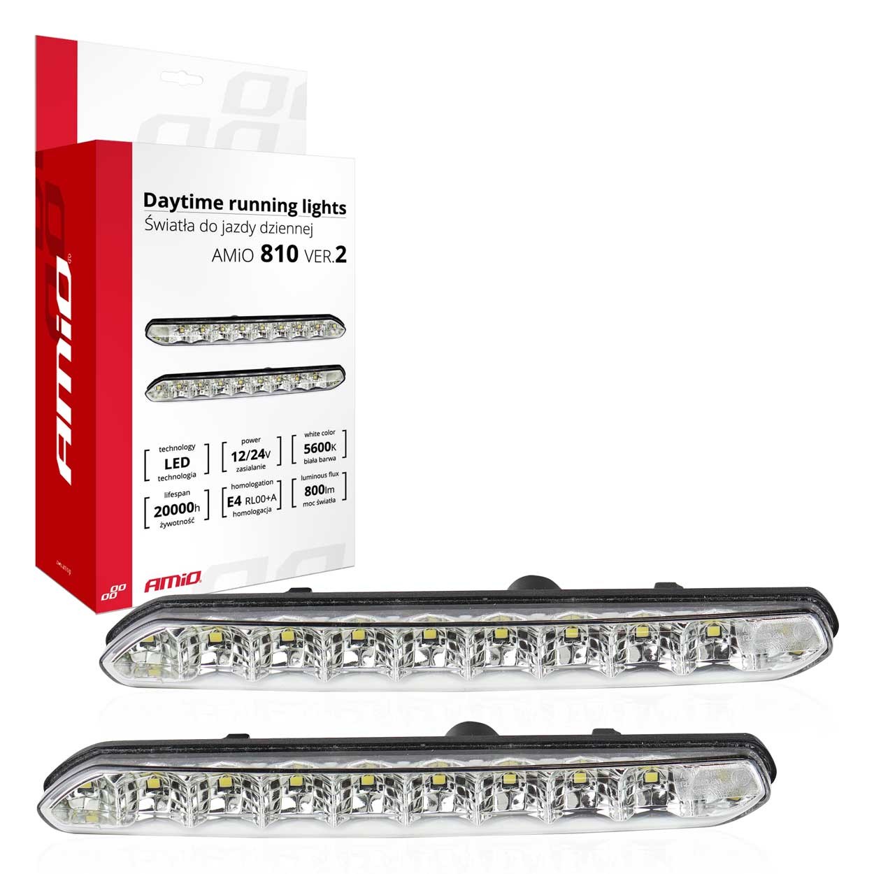 LED dienos šviesos žibintai AMIO 810 A ver. 2 12-24V