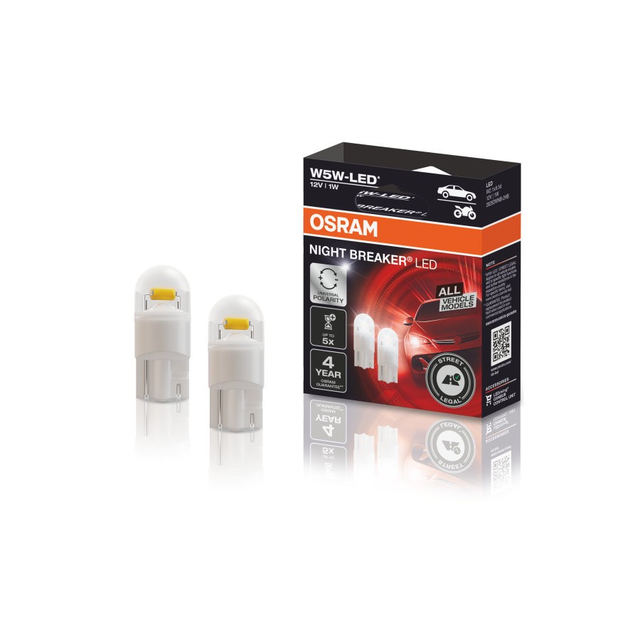 Osram 2825DWNB-2HB lemputė W2.1x9.5d 12V Night Breaker LED (2vnt.) legalios keliuose