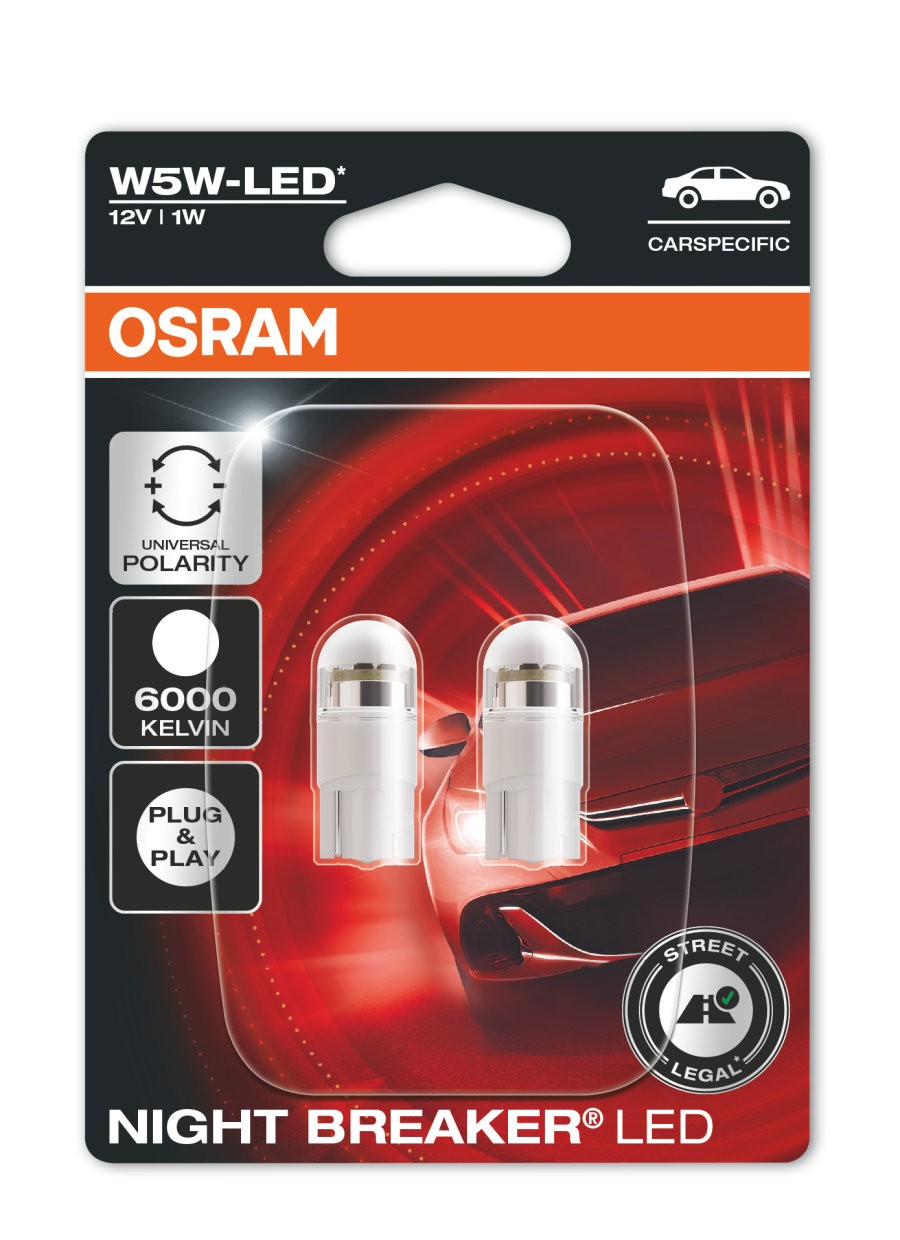 Legalios Osram w5w LED lemputės night breaker 2vnt | 4 metai garantija | T10