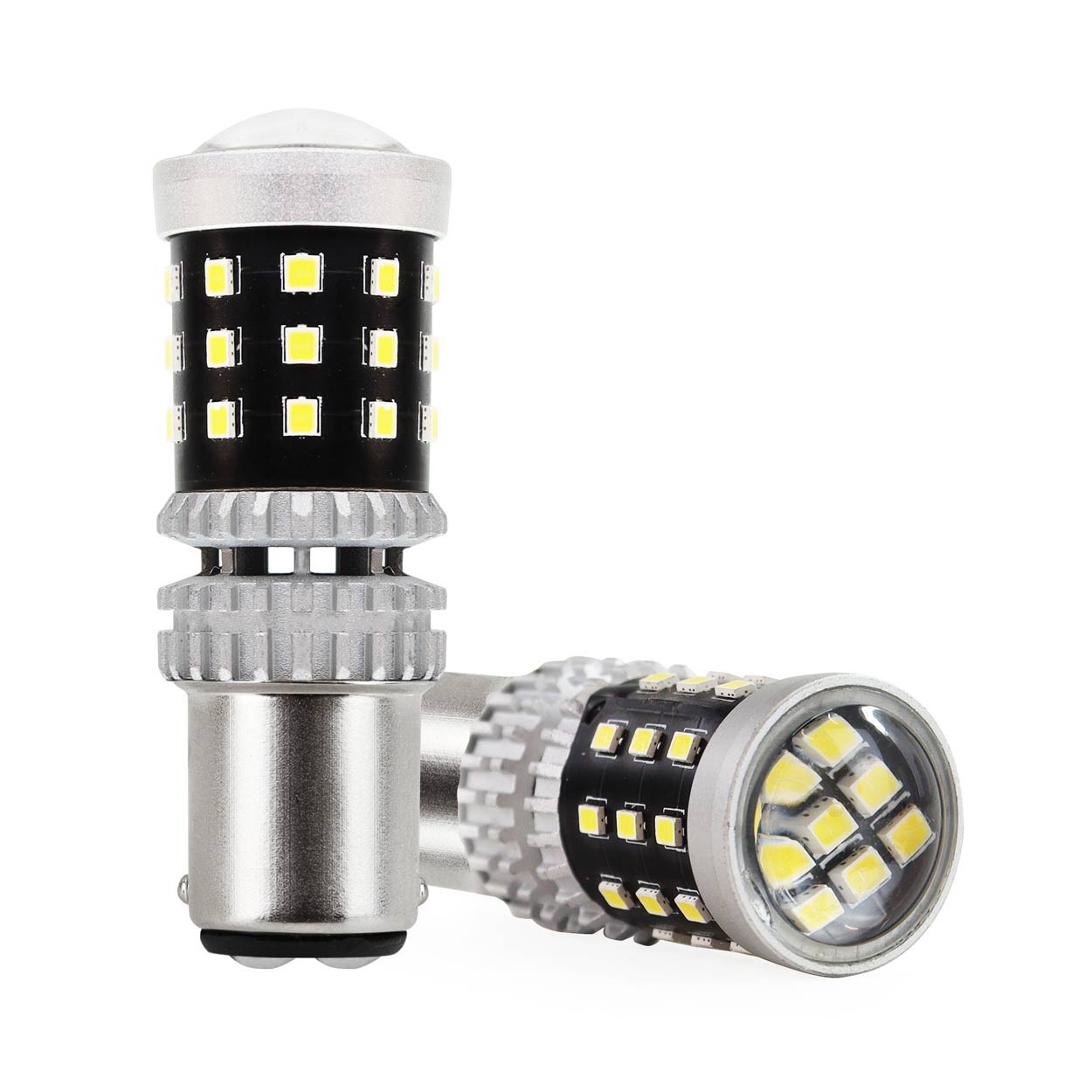 LED lemputės su lęšiu CANBUS 12-24v P21/5w BAY15d