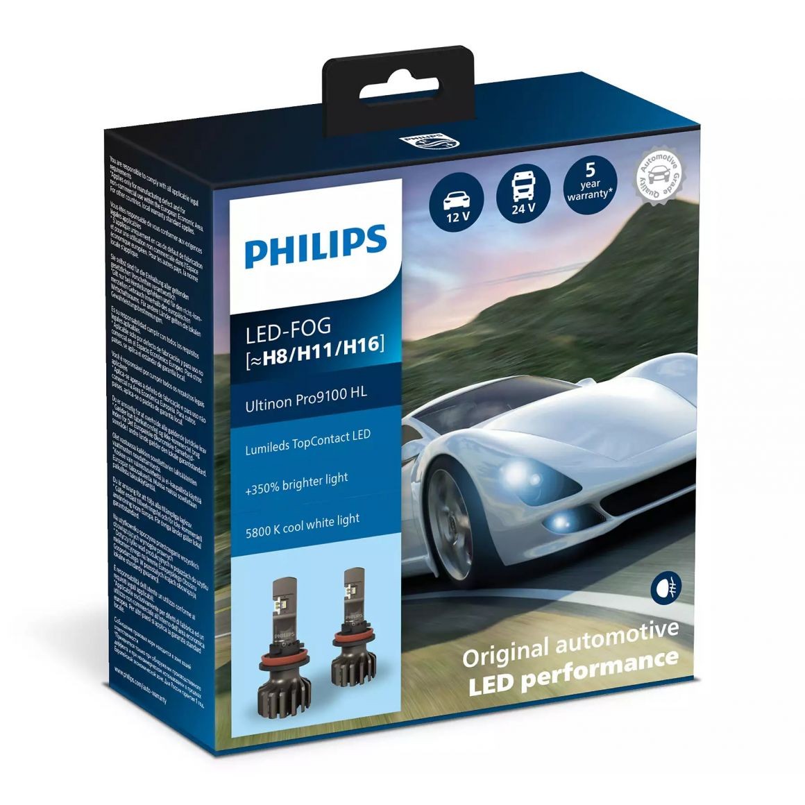 LED lemputės FOG H8 H11 H16 12/24V Philips Ultinon Pro9100 HL +350%