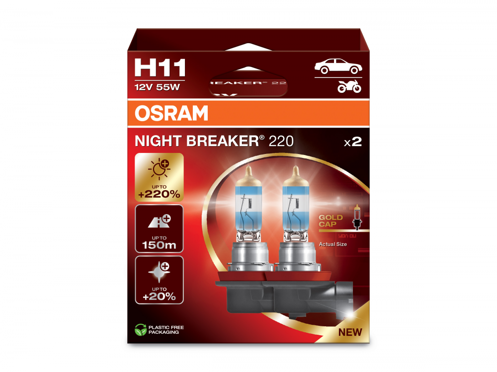Osram lemputės Night Breaker LASER H11 +220%