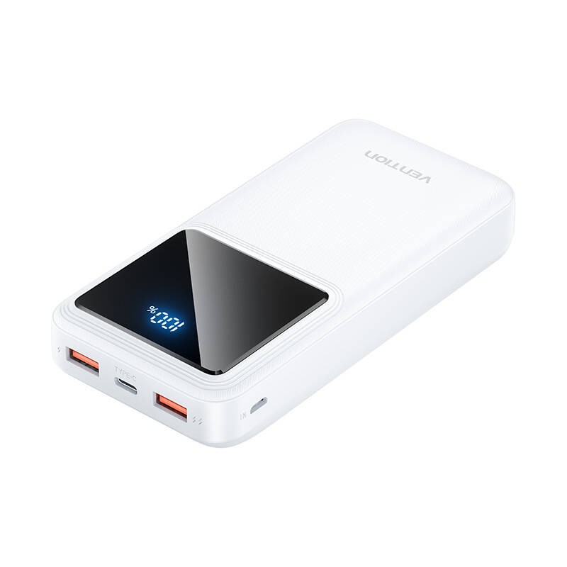 Maitinimo baterija, "Vention", FHLW0, 20000 mAh, Micro-USB, USB-C, 2xUSB-A, 22,5 W (balta)