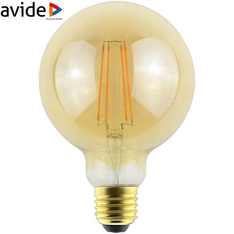 LED lemputė AVIDE, E27 G95, 7W (=55W), 2500K, 725 lm, dimeriuojama, filamentinė