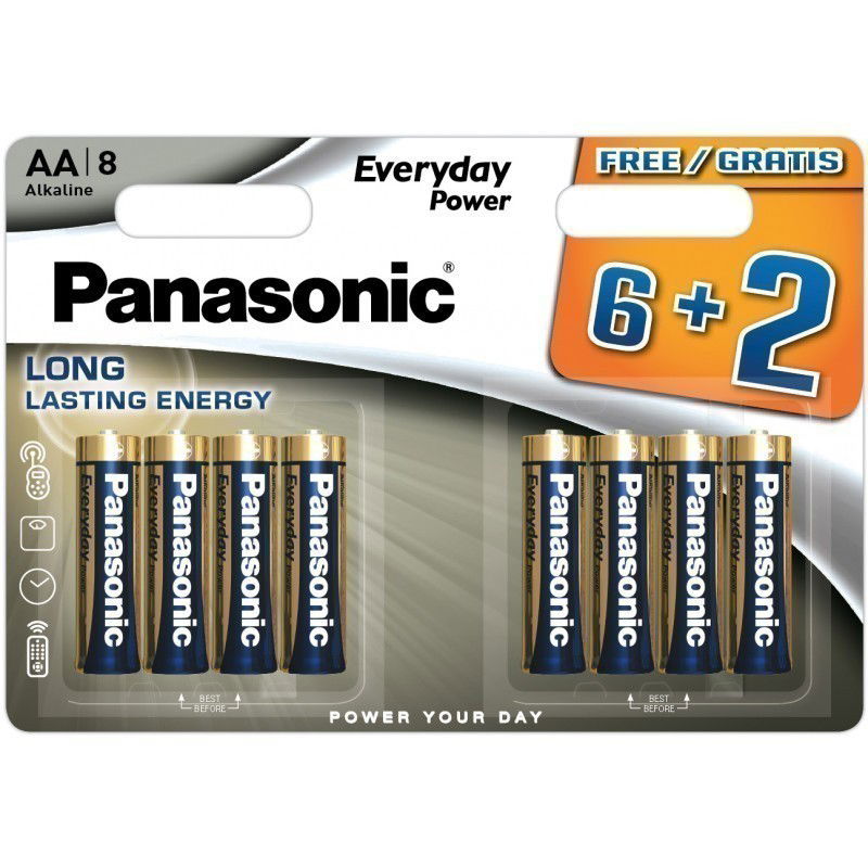 Elementai PANASONIC EVERYDAY POWER, LR6EPS/8B, AA, 6 + 2 vnt.