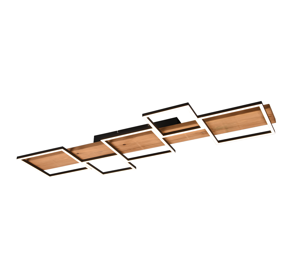 Lubinis LED šviestuvas TRIO Harper, 42W, 3000K, 5700lm, juodos/ąžuolo sp., 115 x 44 x 7 cm