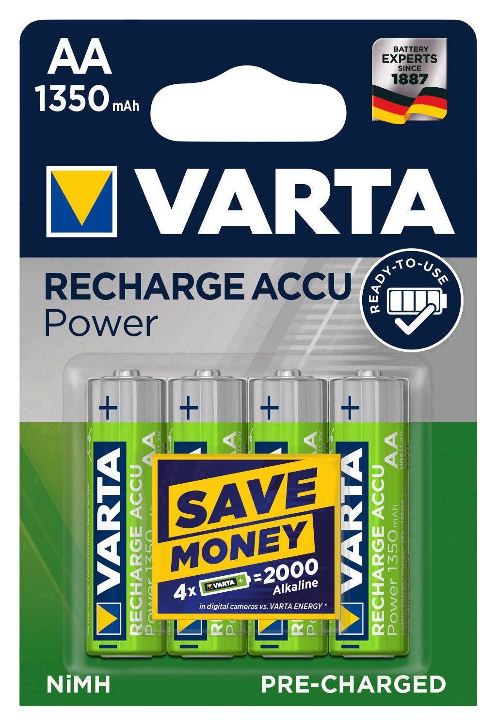 Įkraunami elementai VARTA ACCU 4, AA, 1350 mAh, R2U, 4 vnt.