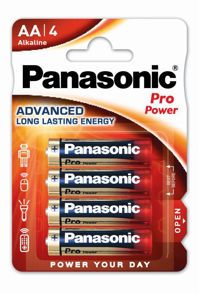 Elementai PANASONIC PRO POWER ALKILINE AA, 1,5V, 15A, LR6, 4 vnt.