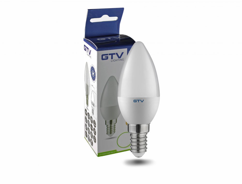 Šviesos diodų lemputė GTV, LED, 8W, C37, E14, 700 lm, 3000K