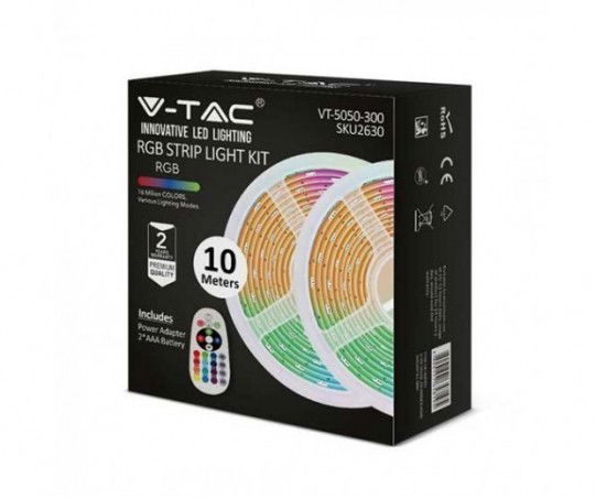 LED juostos rinkinys V-TAC, 48 W, 4200 lm, RGB, su pultu, 10 m, 30 LED/m