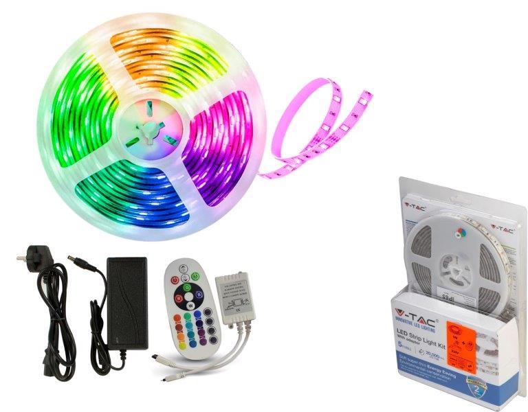 LED juostos rinkinys V-TAC, IP65, 48 W, 4200 lm, RGB, 5 m, 60 LED/m