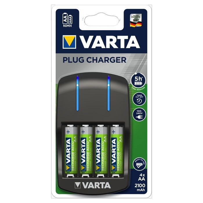 Pakrovėjas VARTA PLUG CHARGER, AA, 2100 mAh, 4 vnt.