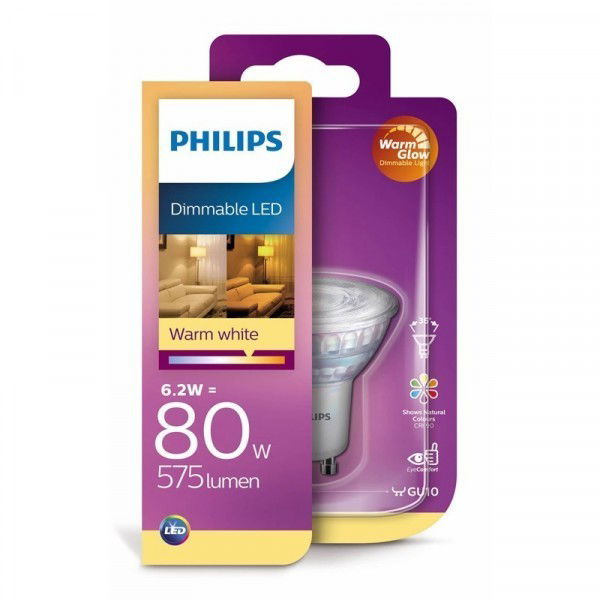 Šviesos diodų lemputė PHILIPS, GU10, CRI90, 80 W, 2200 - 2700 K, dimeriuojama