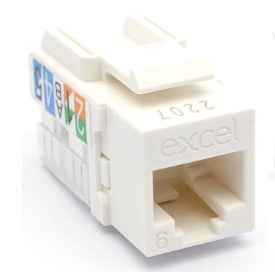 Lizdas EXCEL 100-011 RJ45 (Baltas, Cat6, UTP, keystone)