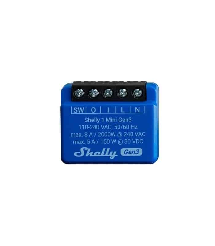 Wi-Fi valdoma relė Shelly Mini 1 (8A , 110-240 VAC, 5A 30 VDC)