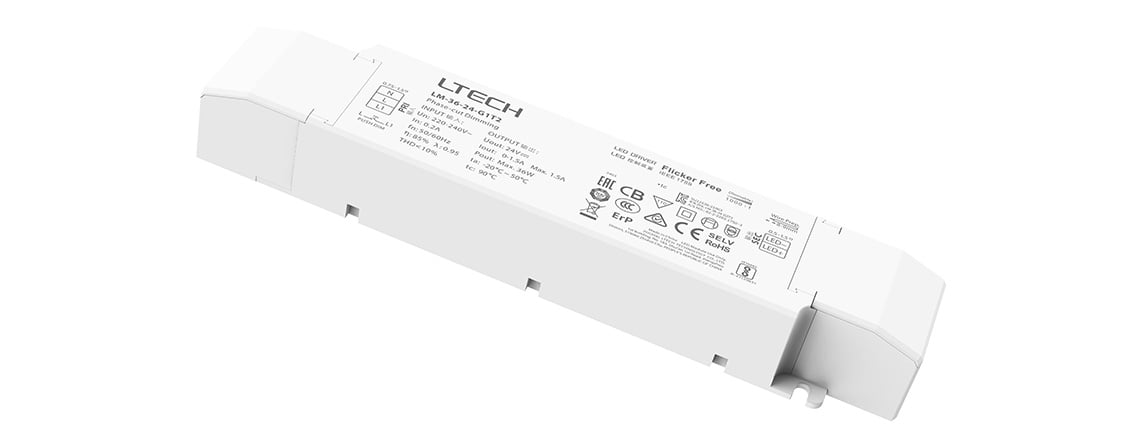 Valdomas impulsinis maitinimo šaltinis LED PUSH-DIM LTECH LM-36-24G1T2 (36W, 1.5A, 24V)