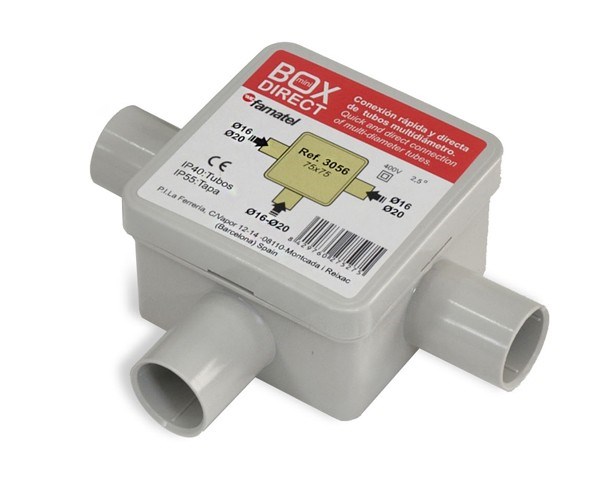 Montažinė dėžutė vamzdžiams  d16/20 3059 75 x 75 x 39 mm Famatel
