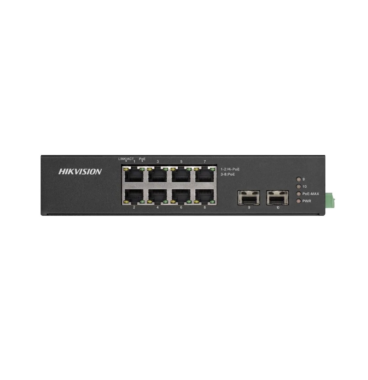 Hikvision 10 prievadų 8 PoE prievadų pramoninis komutatorius DS-3T0510HP-E/HS