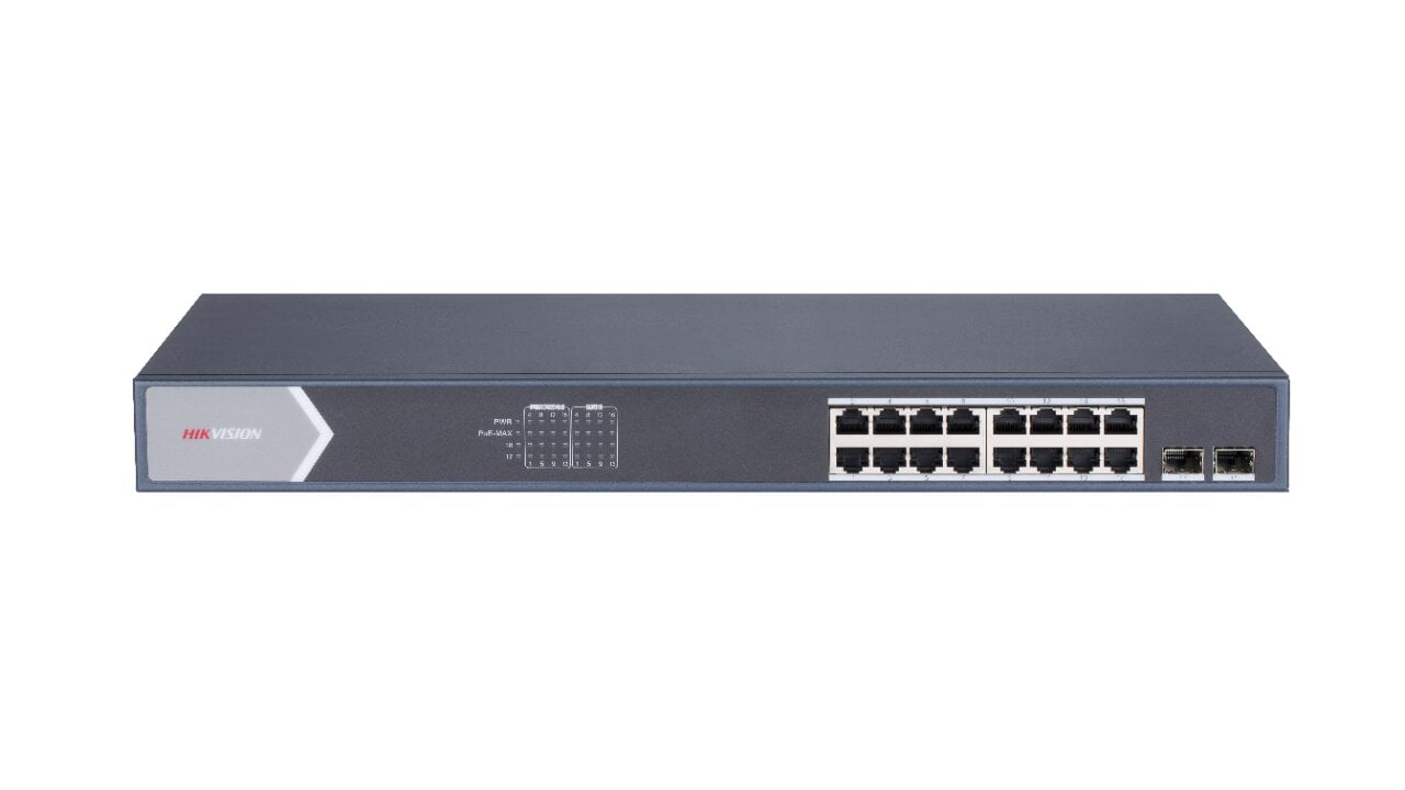 18 prievadų, 16 PoE prievadų komutatorius Hik-vision DS-3E1518P-SI