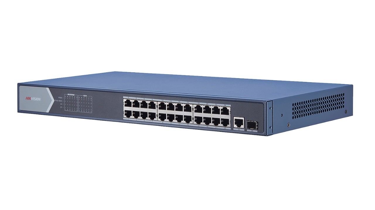 Hikvision 26 prievadų 24 PoE prievadų komutatorius DS-3E0526P-E/M