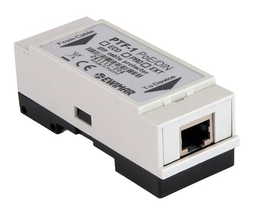 Viršsrovio apsauga LAN linijai ant DIN bėgelio PTF-1-EXT/PoE/DIN
