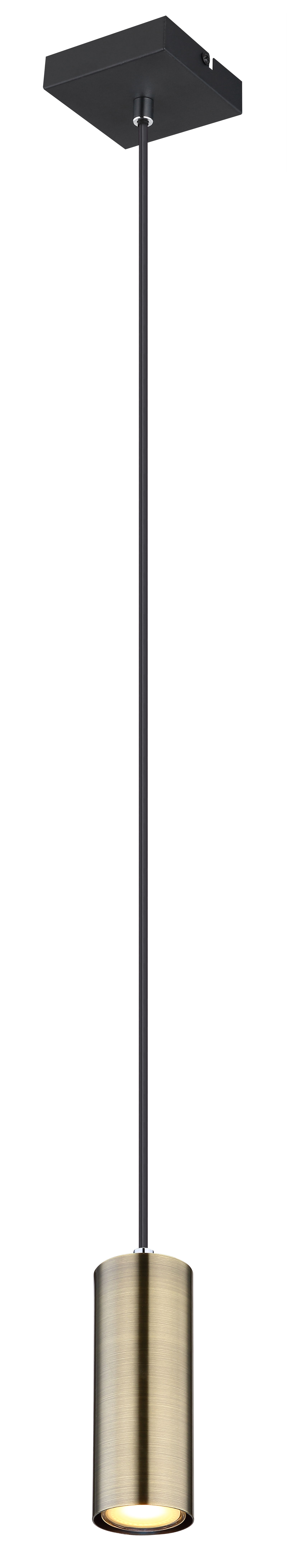Pakabinamas šviestuvas GLOBO Robby, 1 x GU10, 35W, žalvario/ matinės juodos sp., 9x9x120cm