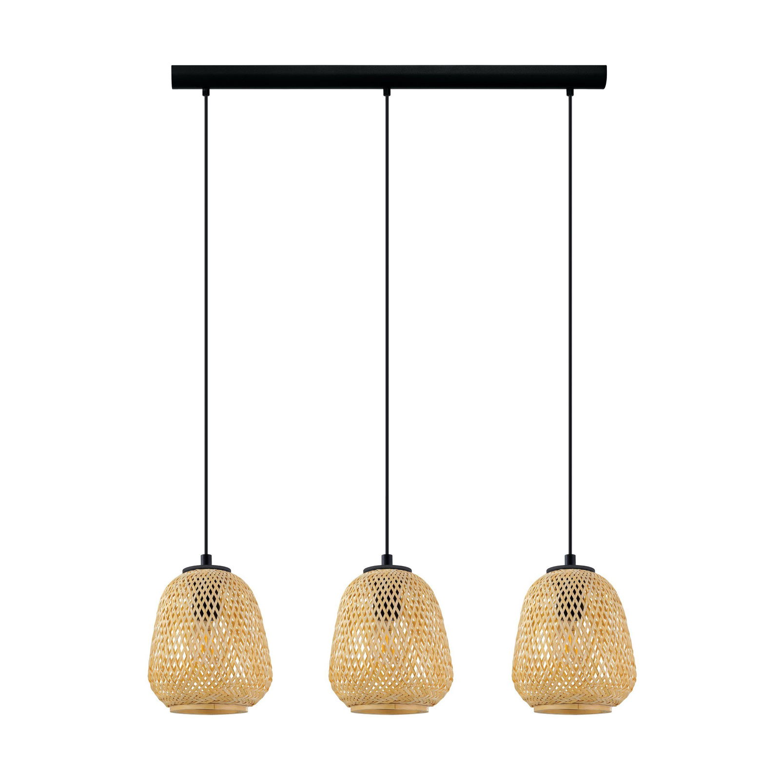 Pakabinamas šviestuvas EGLO Dembleby, 3 x E27, 40W, juodos/ medžio sp., 90 x 20 x 110 cm