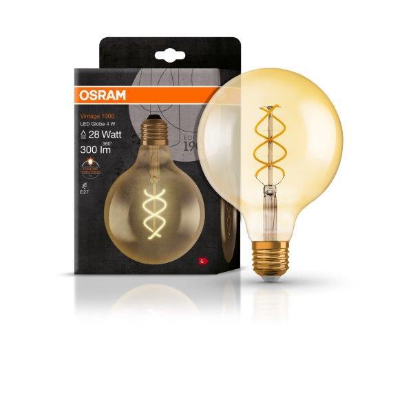 OSRAM Vintage 1906 LED lemputė Globe125, 5 W, 2000 K, E27, 250 lm, GOLD