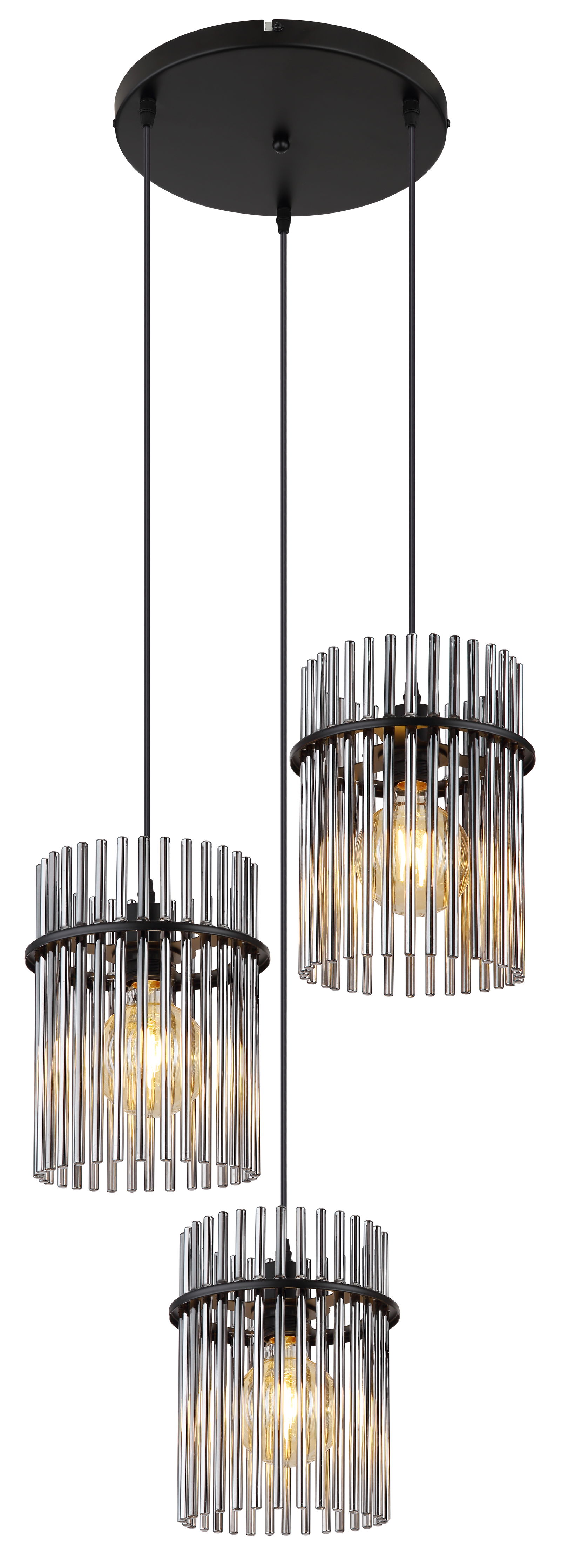 Pakabinamas šviestuvas GLOBO GORLEY, 3xE27, 60W, 230V, metalinis, juodos sp, ø47x140cm