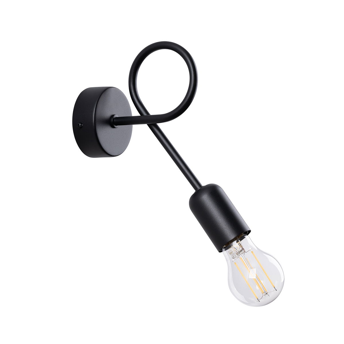 Sieninis šviestuvas SOLLUX LOOP, 1xE27, max 15 W LED, juodas