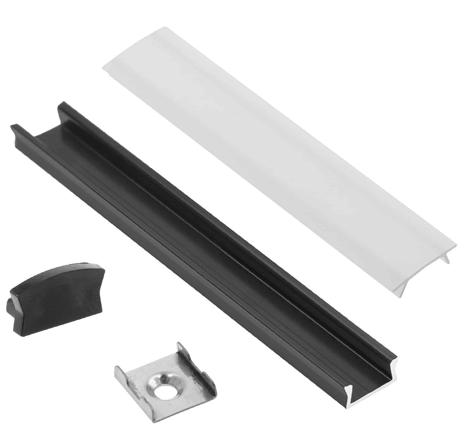 Profilis LED juostoms EUROLIGHT AL-S1-B, aliuminis, virštinkinis, juodos sp., anoduotas,1m
