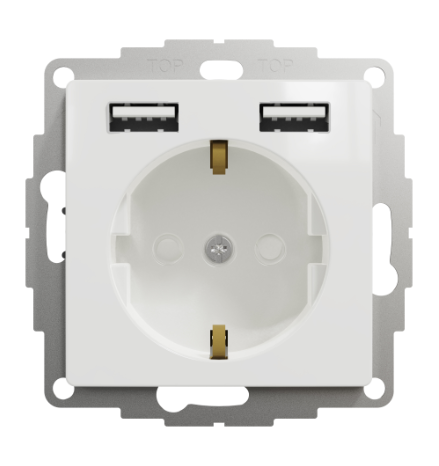 Kištukinis lizdas SCHNEIDER Sedna Design, su užsklanda + 2 USB, 4A, baltas; SDD111052