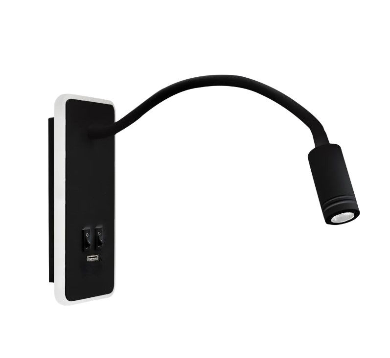 Kryptinis LED šviestuvas MILAGRO Base, 8 W + 2W, 4000K, 630 lm, juodos sp., 9 x 4 x 20 cm