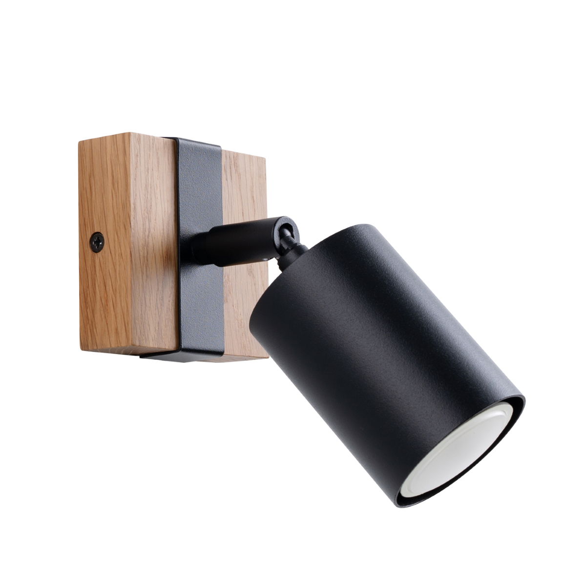 Sieninis šviestuvas SOLLUX FAGER 1, 1xGU10, max 10 W LED, juoda/natūrali mediena