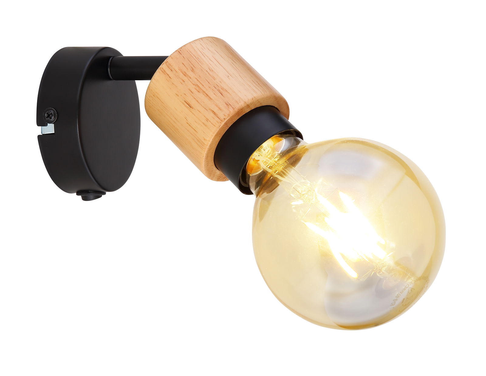 Taškinis šviestuvas GLOBO Jorna, 1 x E27, 40W, medžio/ juodos sp., 8 x 9,5 x 14,5 cm
